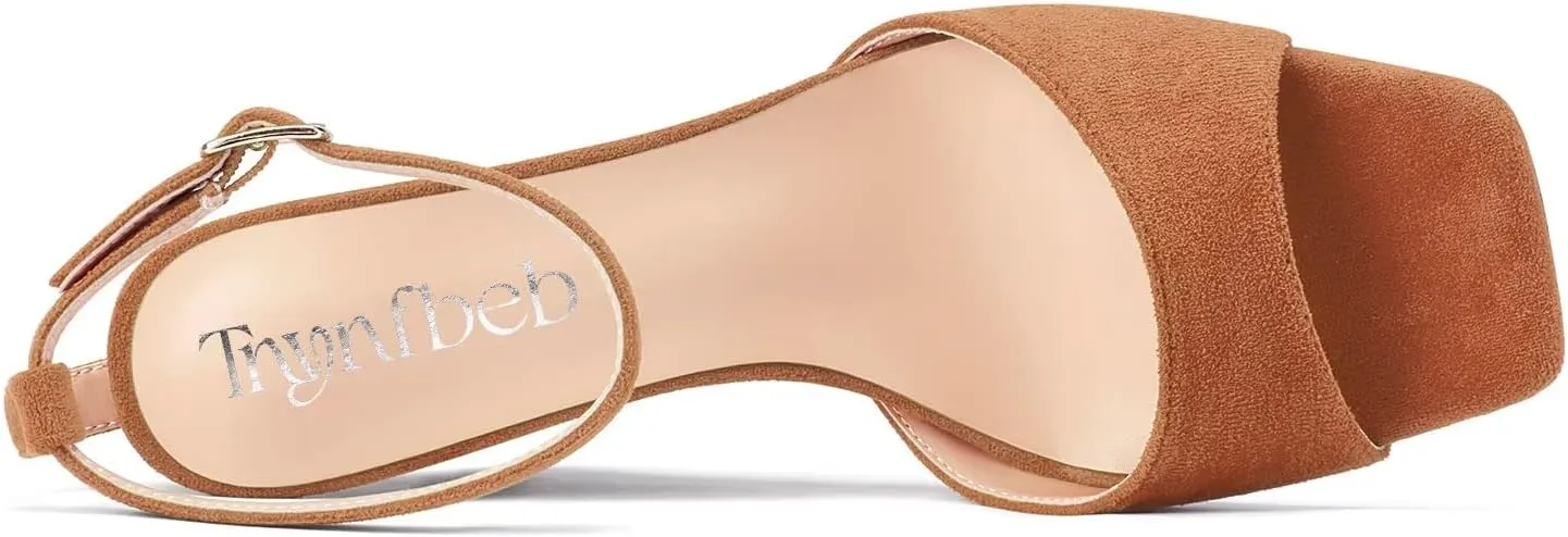 TNYNFBEB Women High Wedge Heel Peep Open Toe Sandals Ankle Strap Buckle Office Party Cute Classic 3.9 Inches Heels
