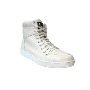 Travel Fox 900 Series Men's White Embossed Snake Leather High Top Sneakers 916101 007