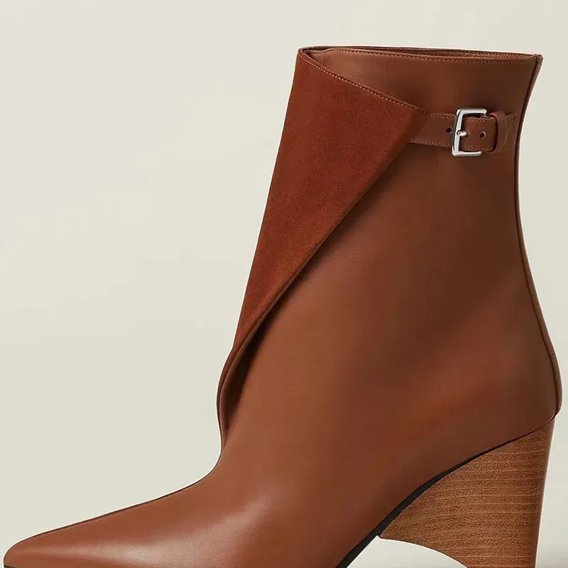 Trend4us Women's Modern Asymmetric Wedge Ankle Boots