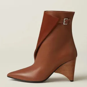 Trend4us Women's Modern Asymmetric Wedge Ankle Boots