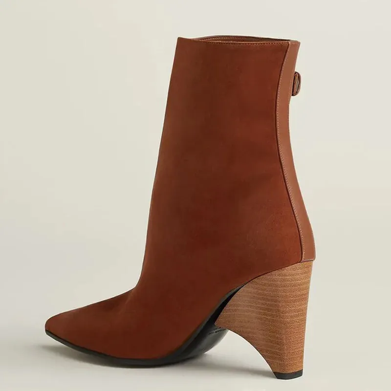 Trend4us Women's Modern Asymmetric Wedge Ankle Boots