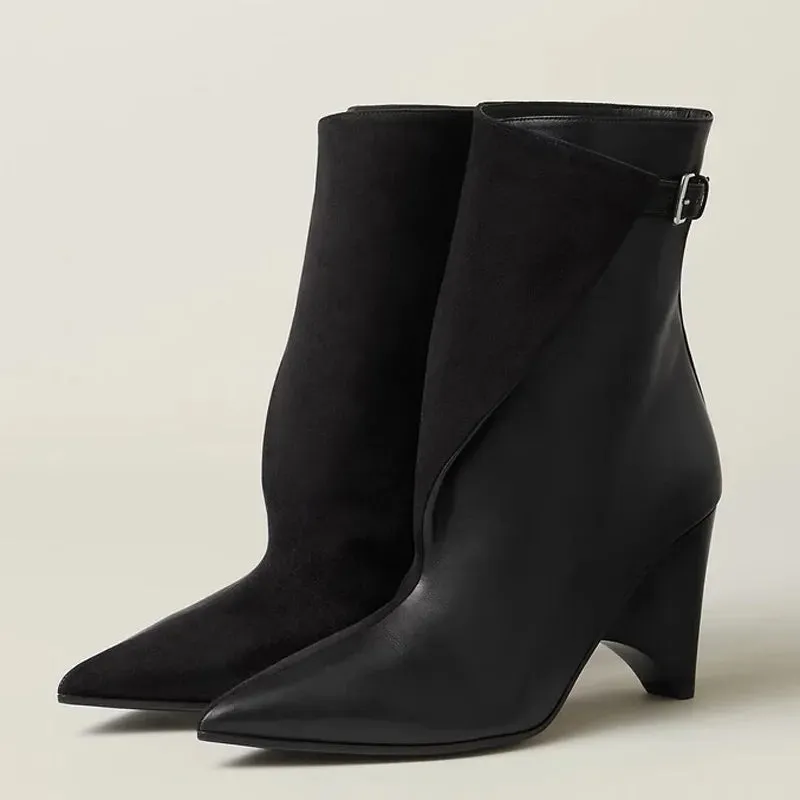 Trend4us Women's Modern Asymmetric Wedge Ankle Boots