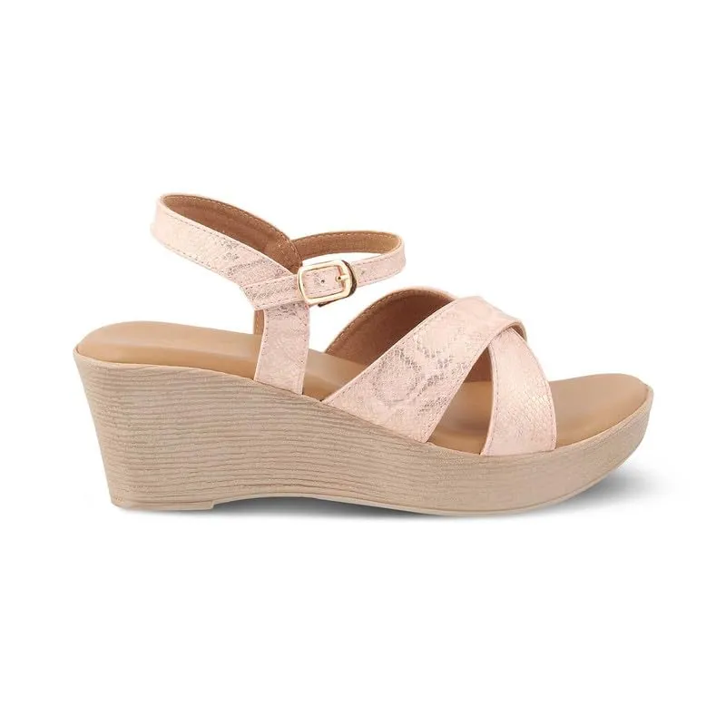 tresmode 239-AVIO CHAMPAGN WOMEN DRESS WEDGE SANDALS EU/40 UK/7