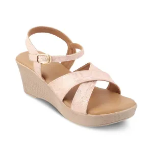 tresmode 239-AVIO CHAMPAGN WOMEN DRESS WEDGE SANDALS EU/40 UK/7