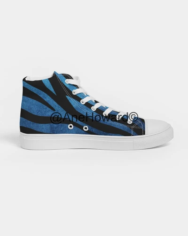 True Blue Zebra Women's Hightop Canvas Shoe