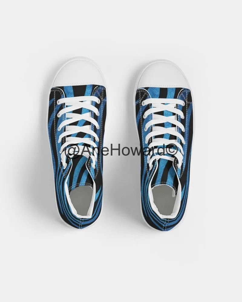True Blue Zebra Women's Hightop Canvas Shoe