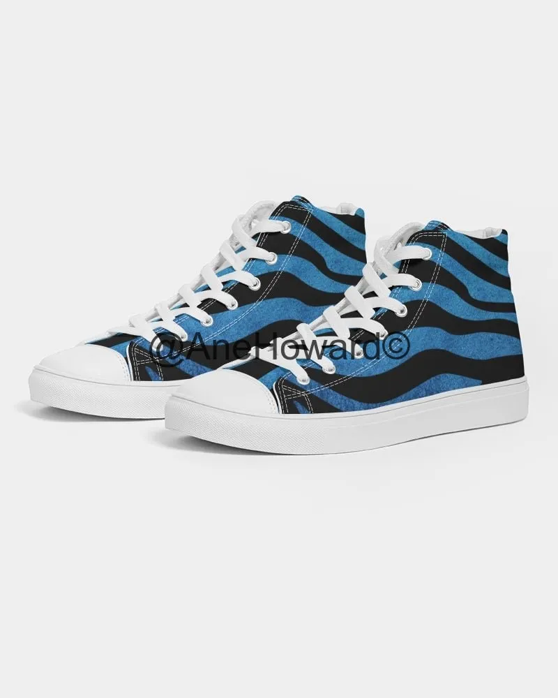 True Blue Zebra Women's Hightop Canvas Shoe