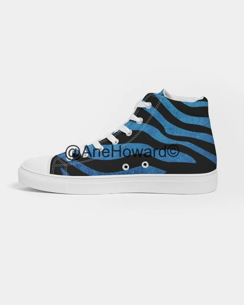 True Blue Zebra Women's Hightop Canvas Shoe