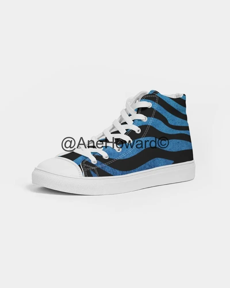 True Blue Zebra Women's Hightop Canvas Shoe