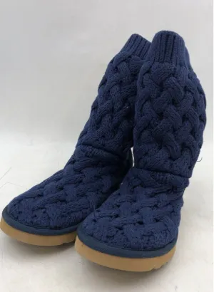 UGG Women's Blue Round Toe Mid-Calf Sock Boots - Size 10