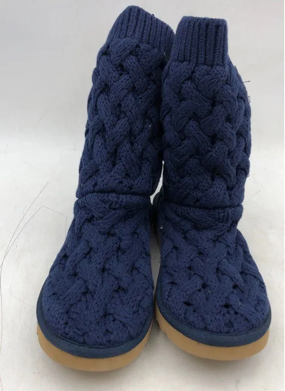 UGG Women's Blue Round Toe Mid-Calf Sock Boots - Size 10