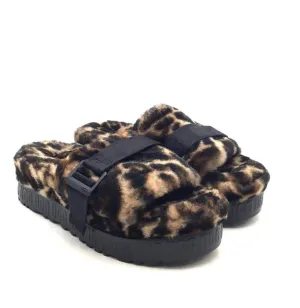 UGG Women's Brown Black Leopard Print Slip-On Slide Slippers - Size 9