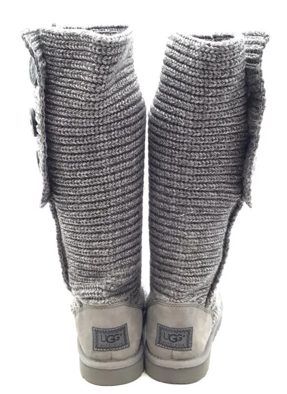 UGG Women's Classic Cardy 5819 Gray Round Toe Mid-Calf Sock Boots - Size 7