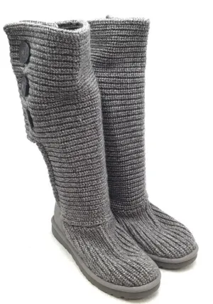 UGG Women's Classic Cardy 5819 Gray Round Toe Mid-Calf Sock Boots - Size 7