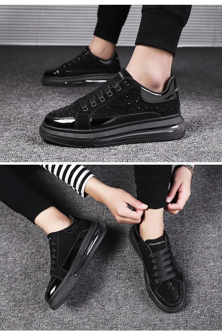Unisex Sport Style Patent Leather Sneakers