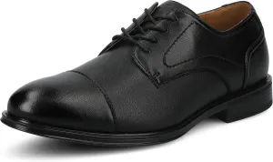 Vance Mens ALEC Cap-Toe Oxford Dress Shoe Faux Leather Almond-Toe lace-up c 6mm Vance Comfort System Insole Wide Width Black 9.5 Wide Mens US