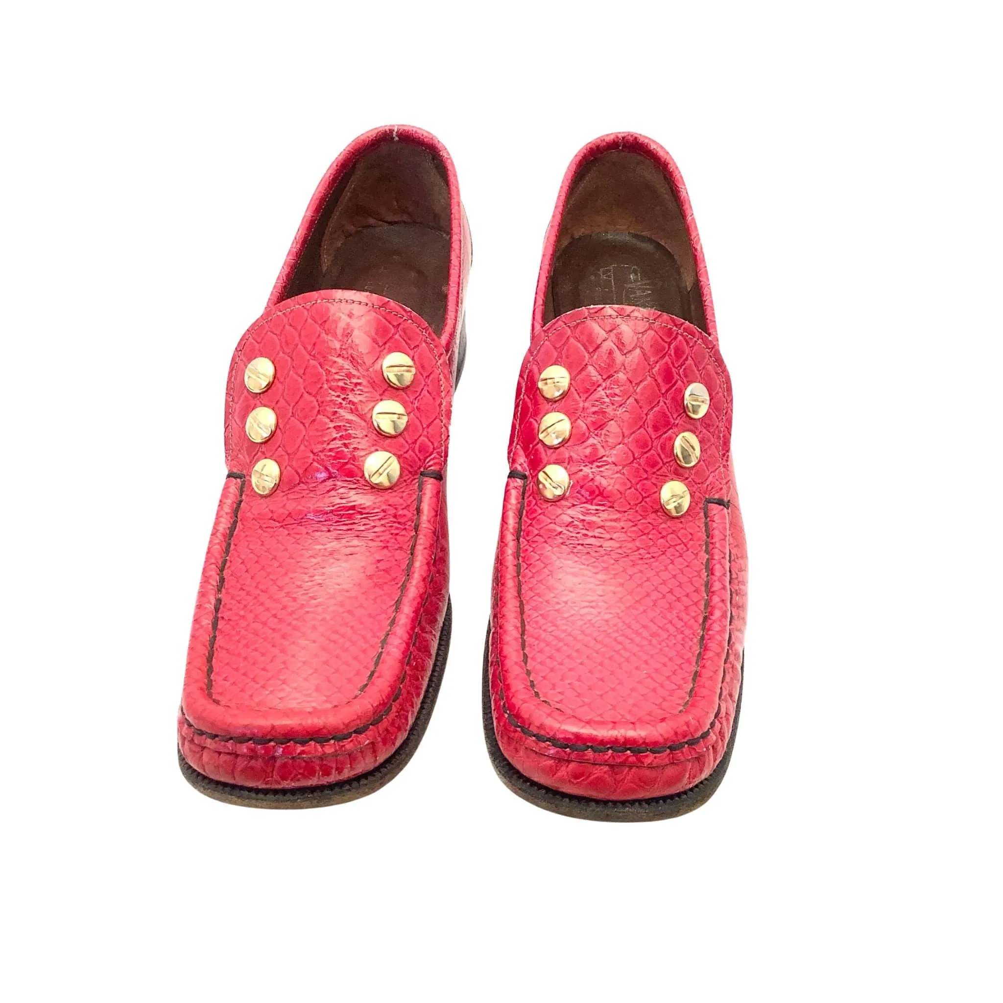 Vaneli Red Leather Loafers