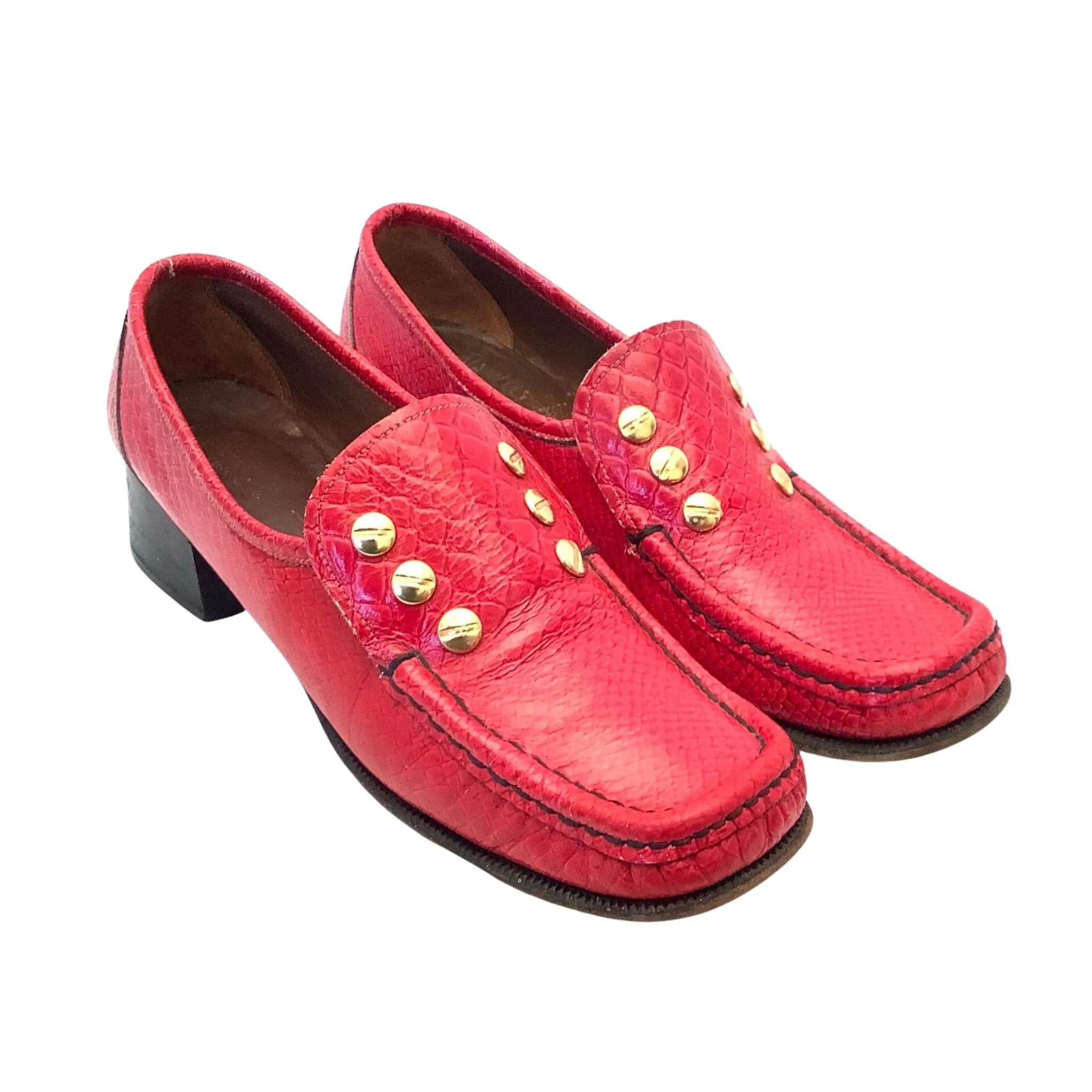 Vaneli Red Leather Loafers