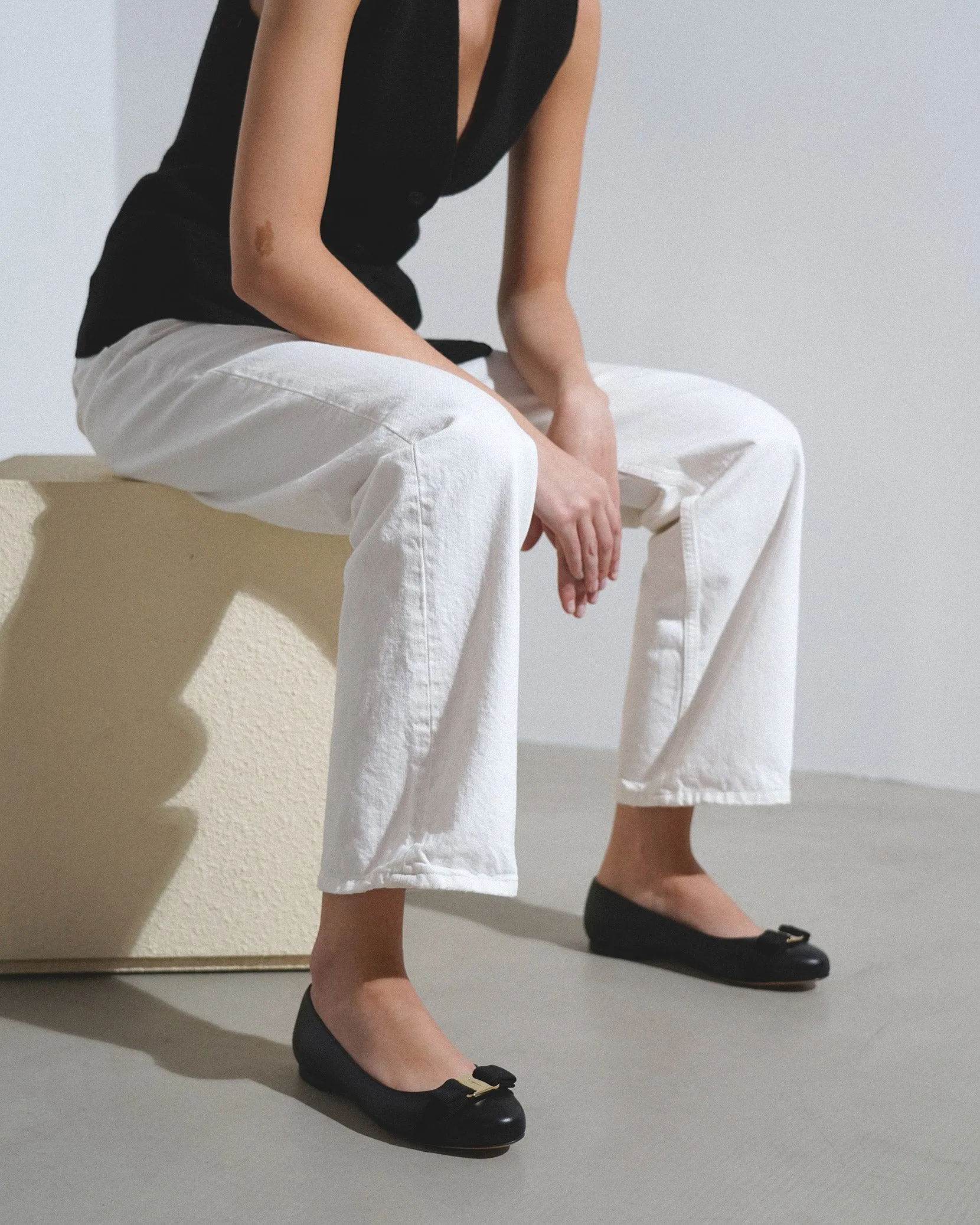Varina soft black leather ballerinas