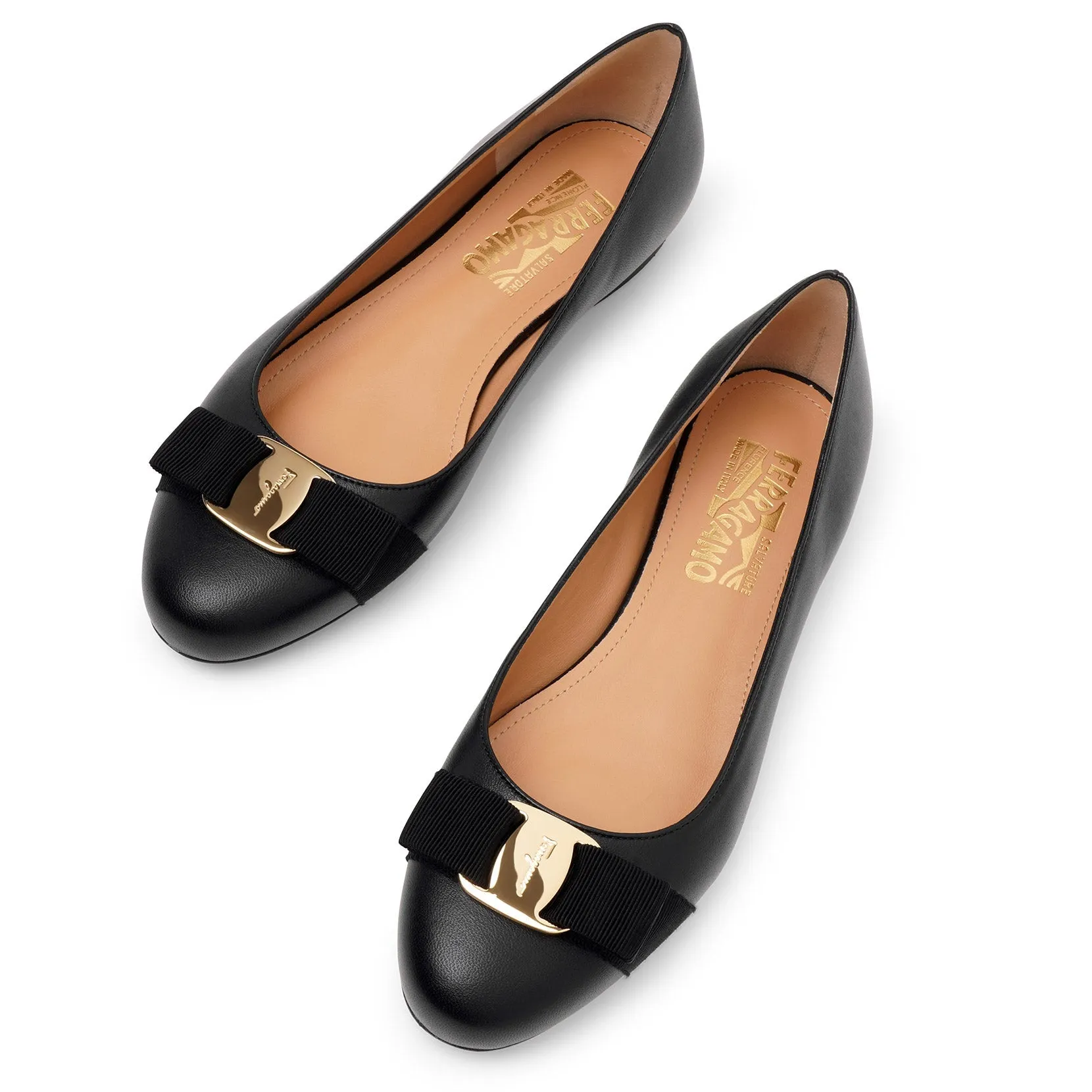 Varina soft black leather ballerinas
