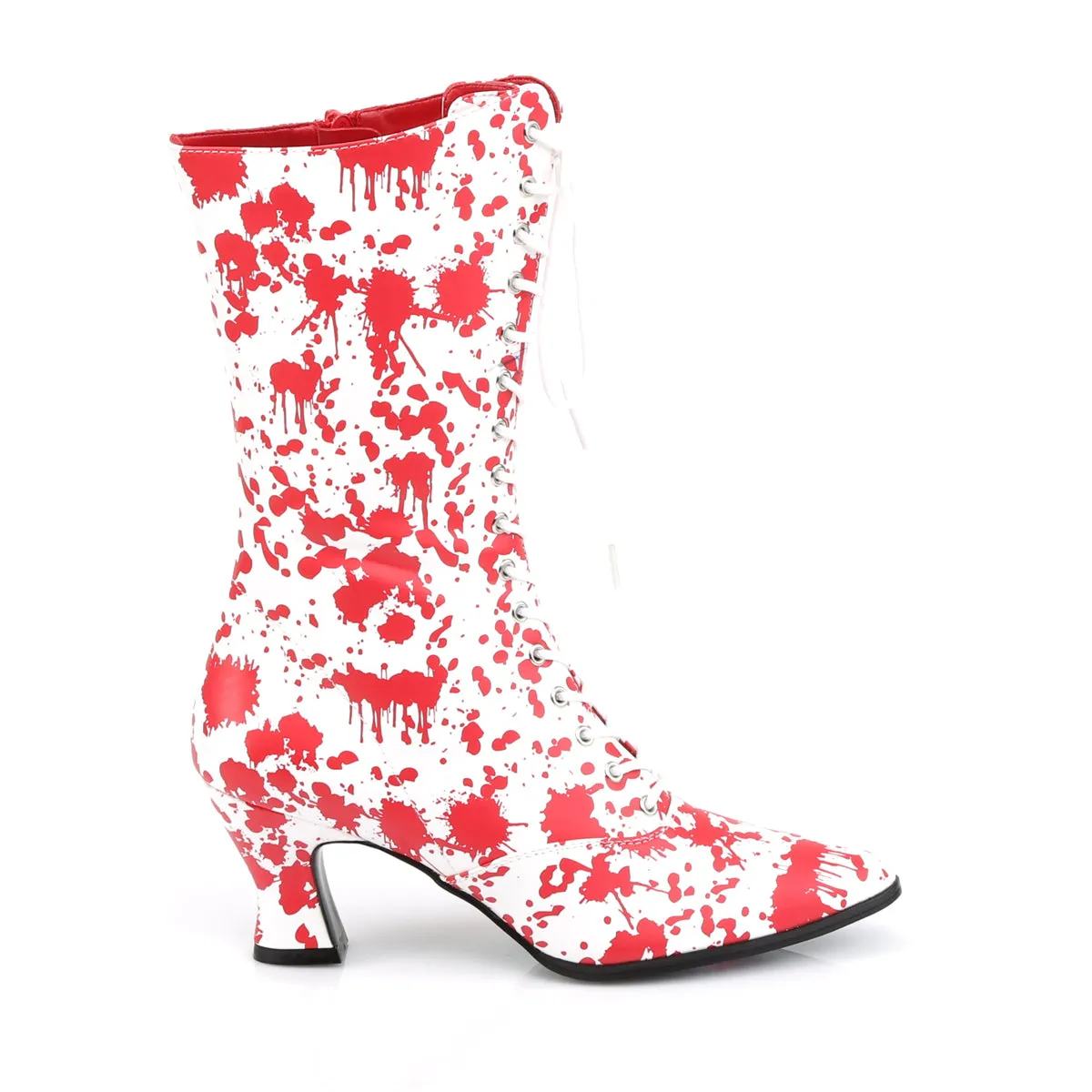 VICTORIAN-120BL Funtasma White & Red Fancy Dress Women's Boots (Fantasy Footwear)