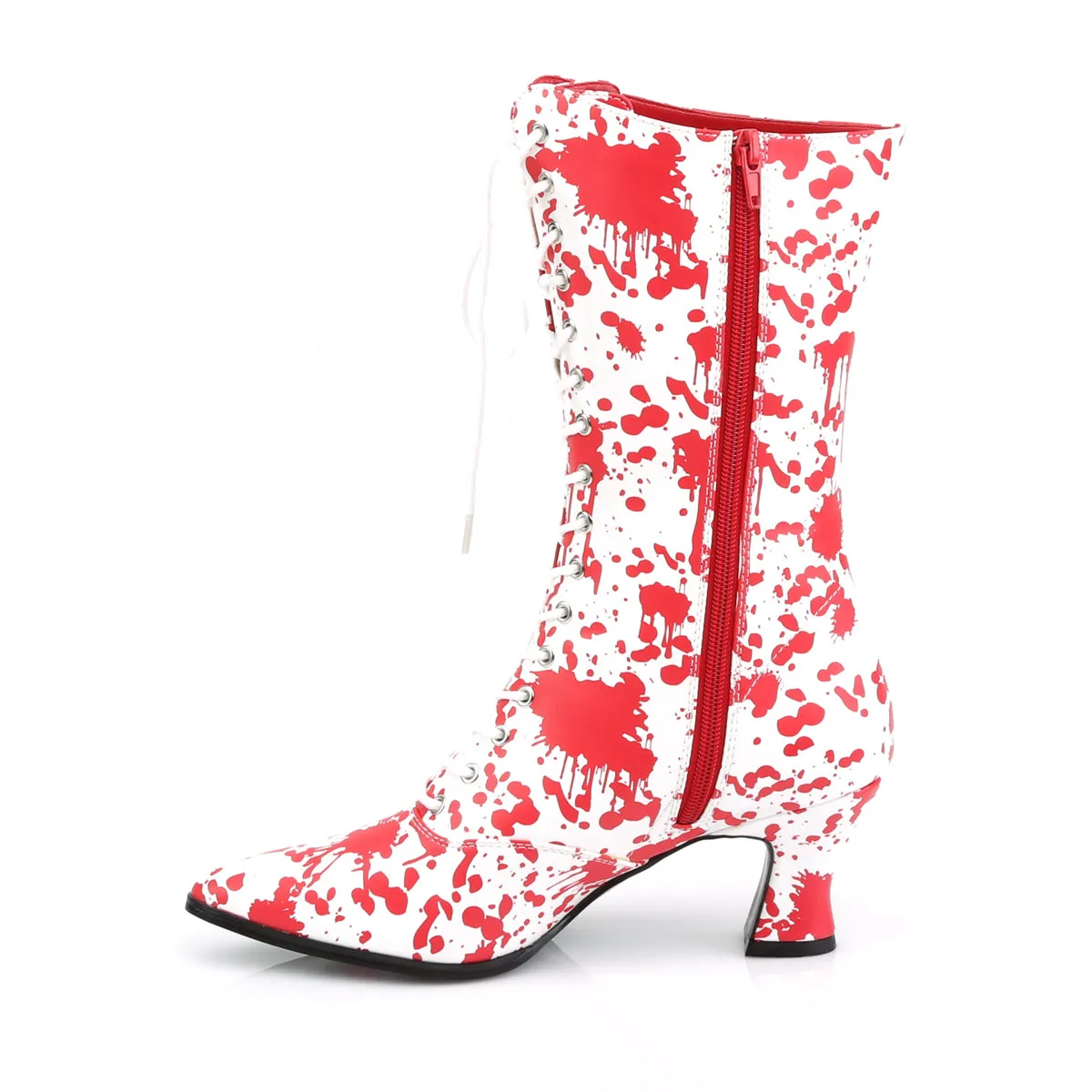 VICTORIAN-120BL Funtasma White & Red Fancy Dress Women's Boots (Fantasy Footwear)