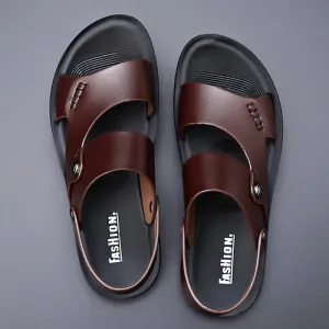 Vintage Leather Slip-On Sandals