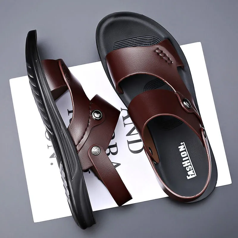 Vintage Leather Slip-On Sandals