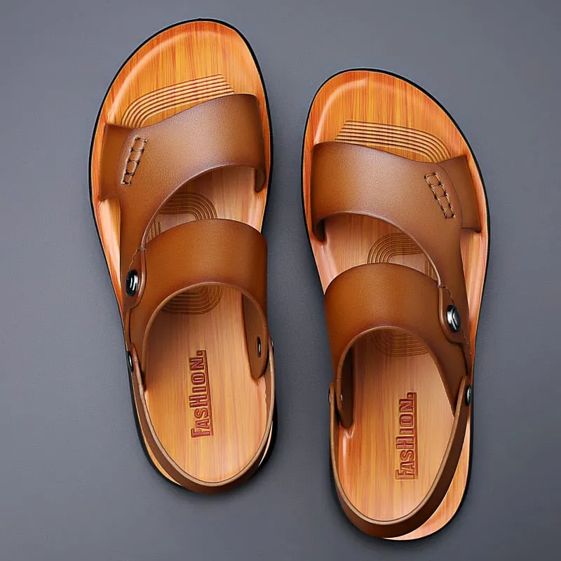 Vintage Leather Slip-On Sandals