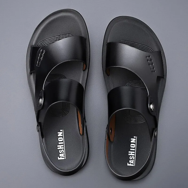 Vintage Leather Slip-On Sandals