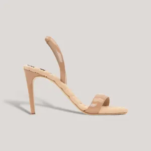 VIVIEN | Beige Vegan Patent Slingback Sandals