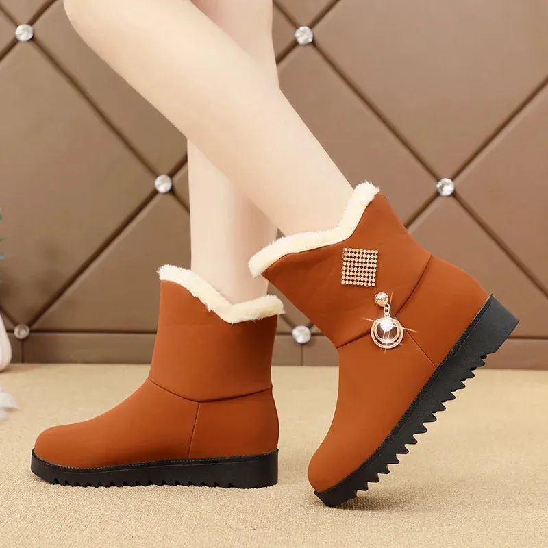 Winter Shoes Woman Non Slip Boots Crystal Casual Ankle Boots Ladies Warm Plush Comfort Female Footwear Fashion kodez
