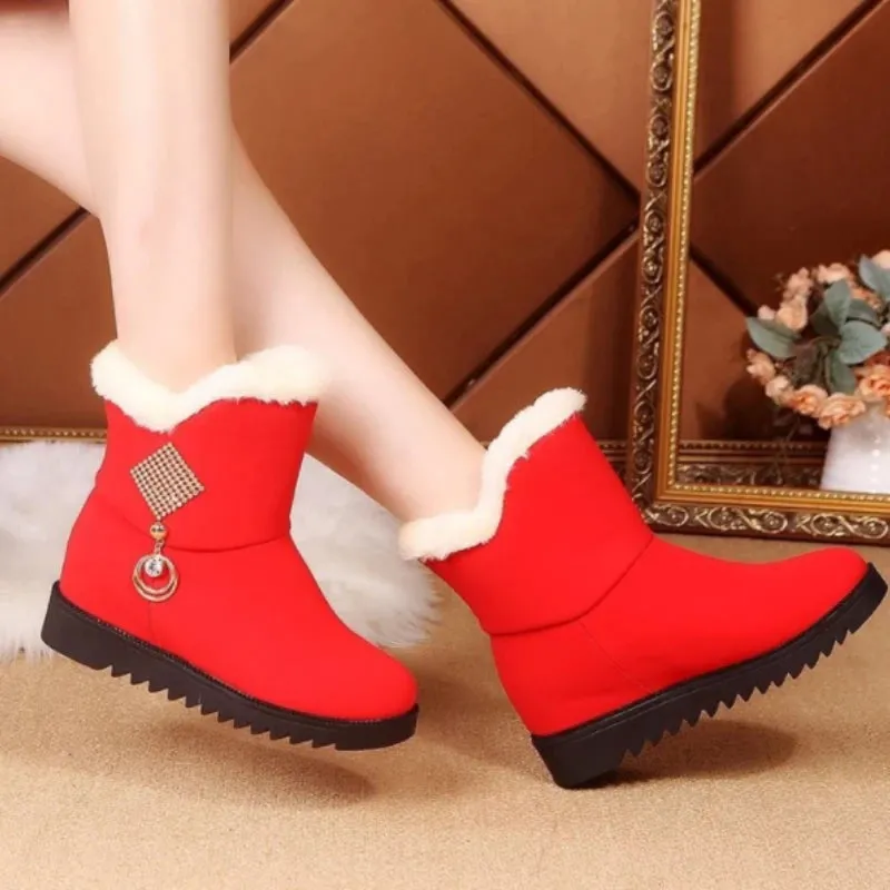 Winter Shoes Woman Non Slip Boots Crystal Casual Ankle Boots Ladies Warm Plush Comfort Female Footwear Fashion kodez