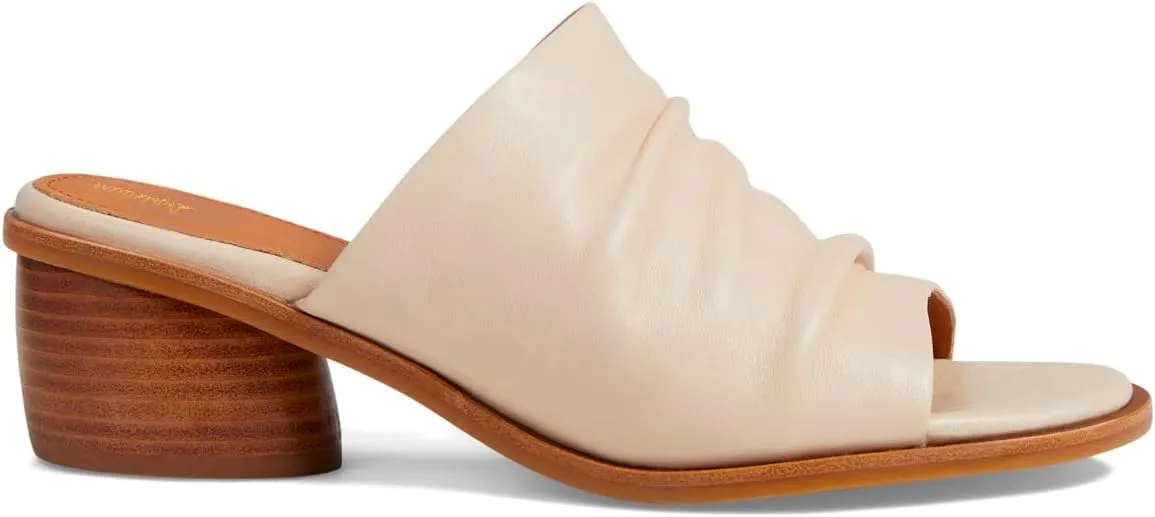 Women Chunky Block Heel Mules Open Toe Slip On Mule Sandals Stacked Heels Mule Shoes Pleated Matte 2 inch Mule Heels Slide Shoes Casual Walking Outdoor Heeled Mules Retro 4-11 M US