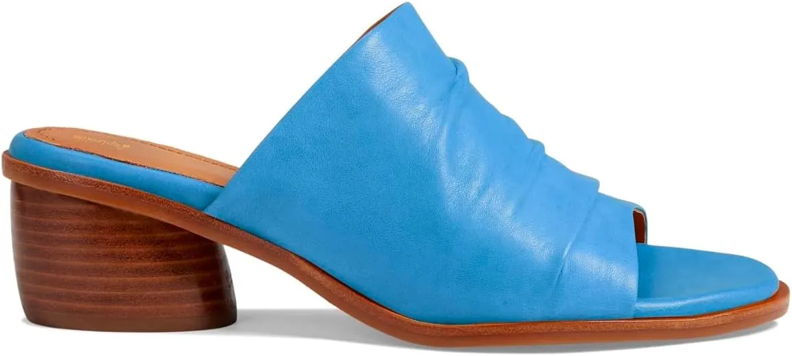 Women Chunky Block Heel Mules Open Toe Slip On Mule Sandals Stacked Heels Mule Shoes Pleated Matte 2 inch Mule Heels Slide Shoes Casual Walking Outdoor Heeled Mules Retro 4-11 M US