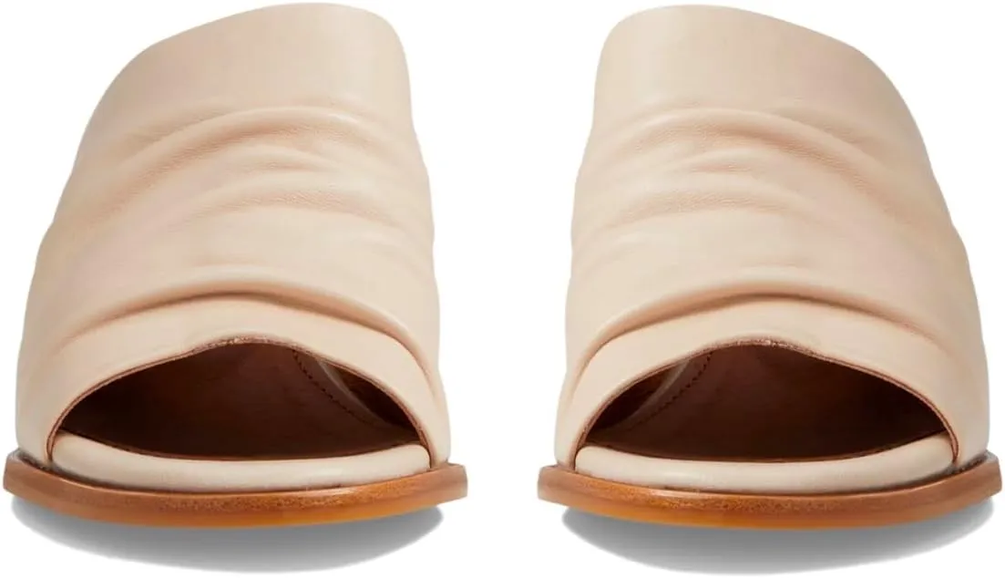 Women Chunky Block Heel Mules Open Toe Slip On Mule Sandals Stacked Heels Mule Shoes Pleated Matte 2 inch Mule Heels Slide Shoes Casual Walking Outdoor Heeled Mules Retro 4-11 M US