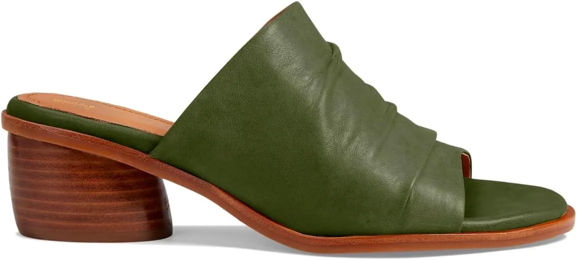 Women Chunky Block Heel Mules Open Toe Slip On Mule Sandals Stacked Heels Mule Shoes Pleated Matte 2 inch Mule Heels Slide Shoes Casual Walking Outdoor Heeled Mules Retro 4-11 M US