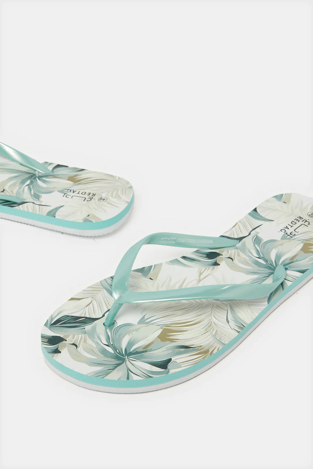 Women Green Floral Printed Flip Flop