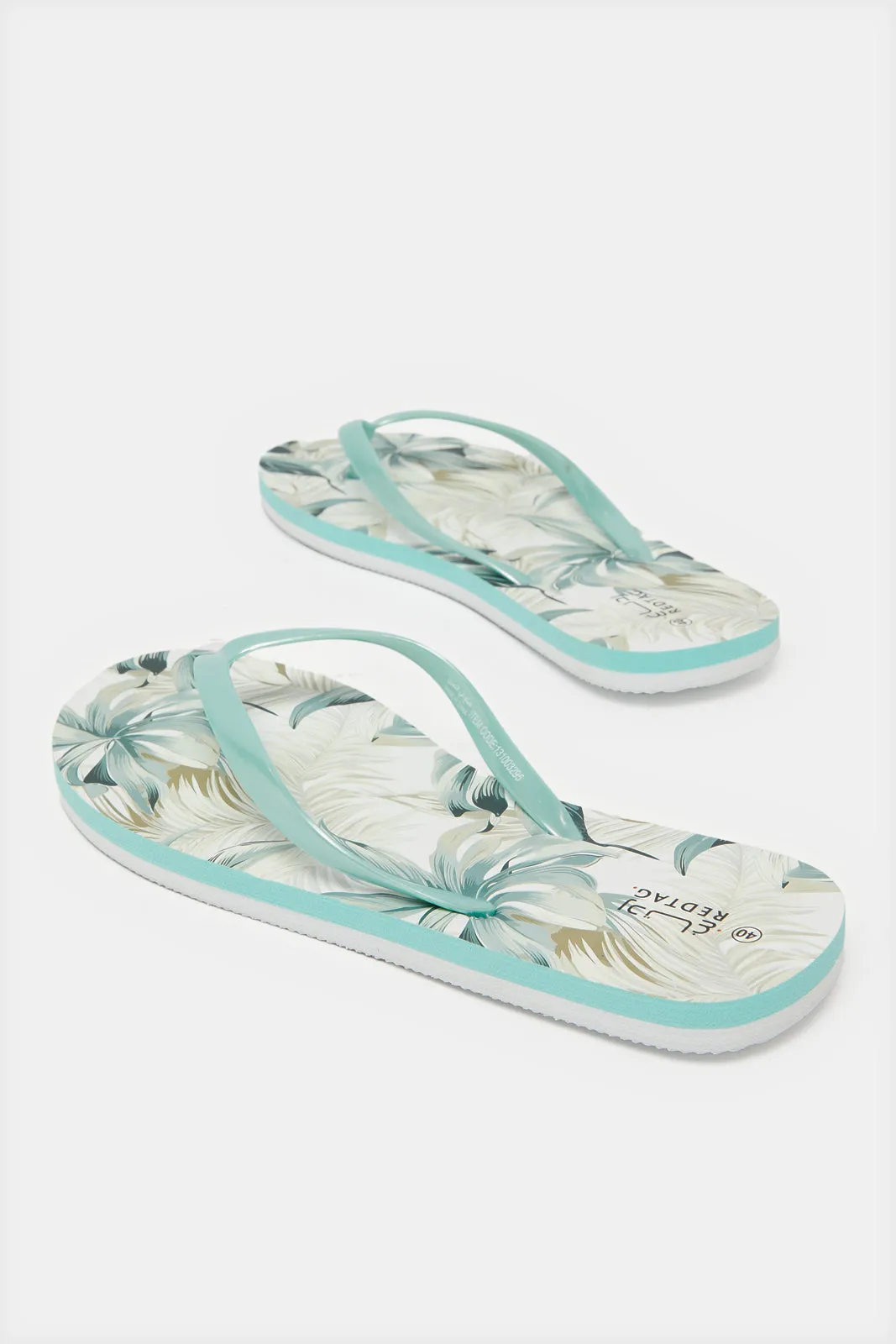 Women Green Floral Printed Flip Flop