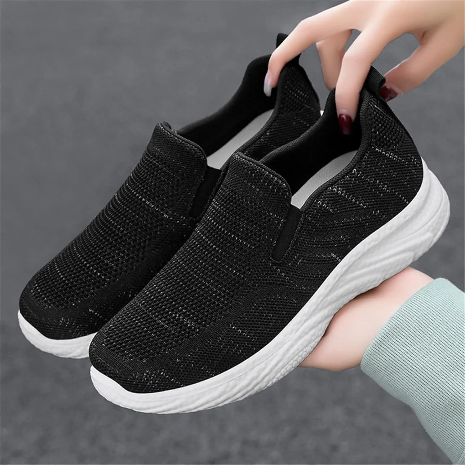 Women Mesh Sneaker Summer Slip On Breathable Sneakers Comfortable Casual Lightweight Walking Shoes with Arch Support