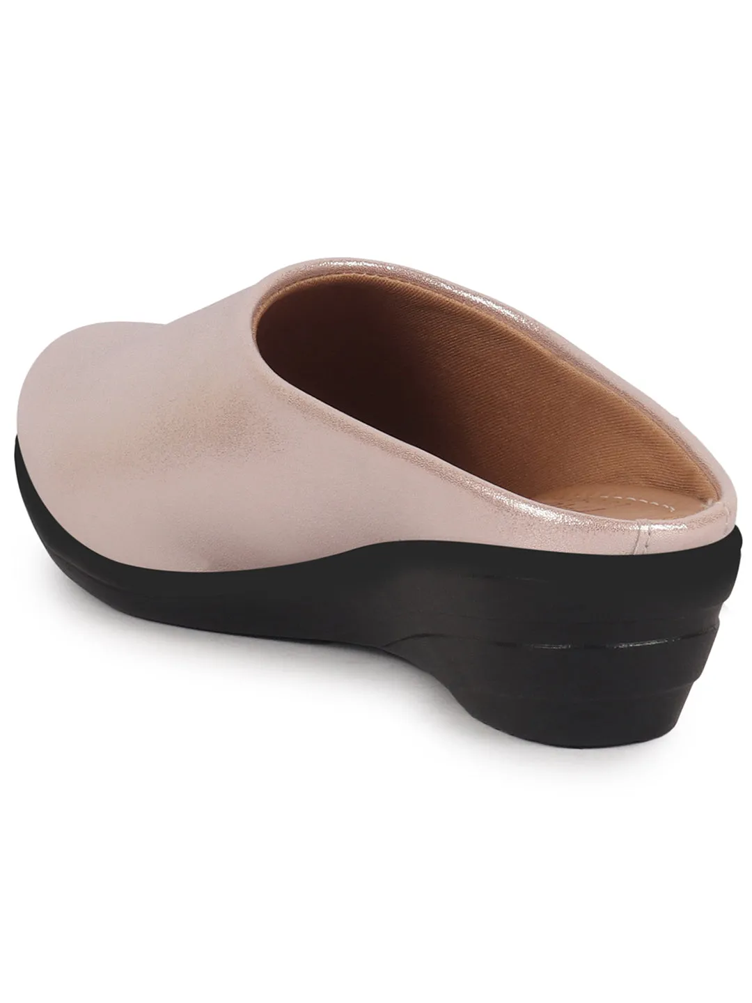 Women Pink Shimmery Platform Wedge Heel Back Open Slip On Shoes for Party|Formal Dress Ballerina|Lightweight All Day Formal Shoes