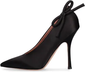 Women Satin Stiletto High Heels Pumps Bow Pointed Toe Dress Heels Sexy Party 4 inch Slim High Heel Pump Shoes Satin Closed Toe Dress Sandals Wedding Bridal Evening Stilettos 4-11 M US