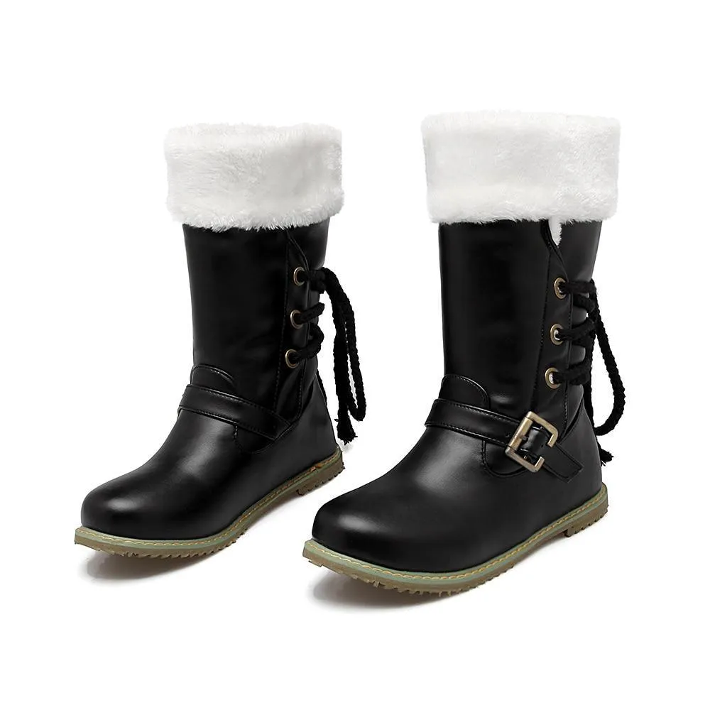 Women Shoes - New Round Toe Buckle Boots