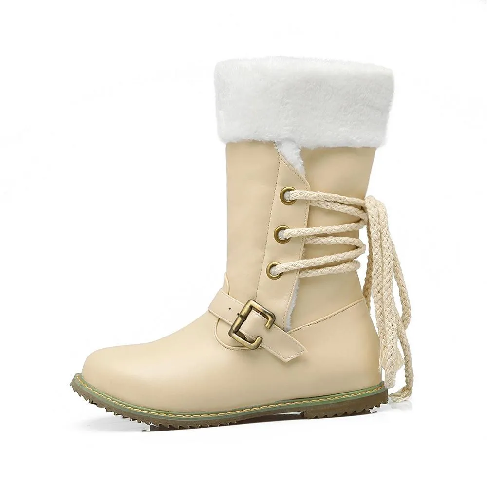Women Shoes - New Round Toe Buckle Boots