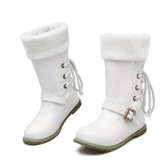 Women Shoes - New Round Toe Buckle Boots
