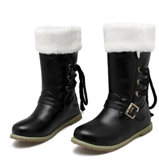 Women Shoes - New Round Toe Buckle Boots