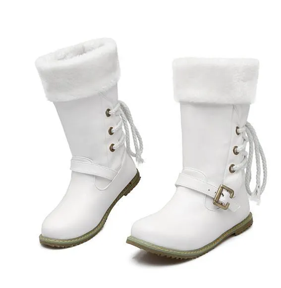Women Shoes - New Round Toe Buckle Boots