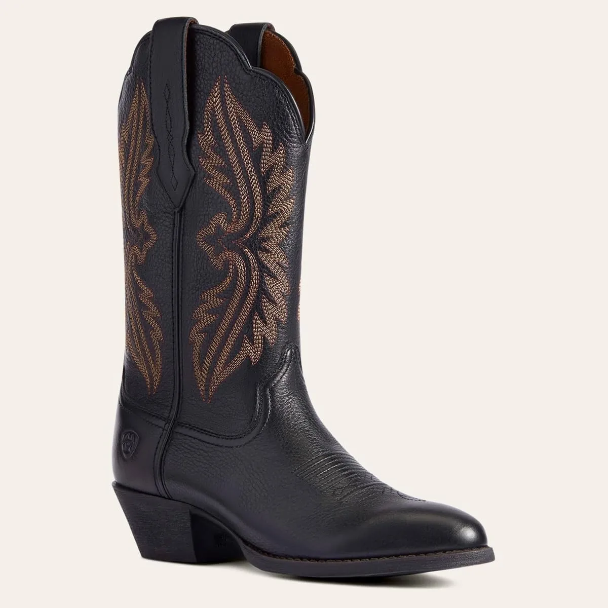 Women Vintage Embroidered Cowboy Boots Mid Calf Pointed Toe Knee High Western Boots Chunky Stacked Heel Pull On Mid Calf Cowgirl Boots V Cut Retro Casual Street Party 4-11 M US