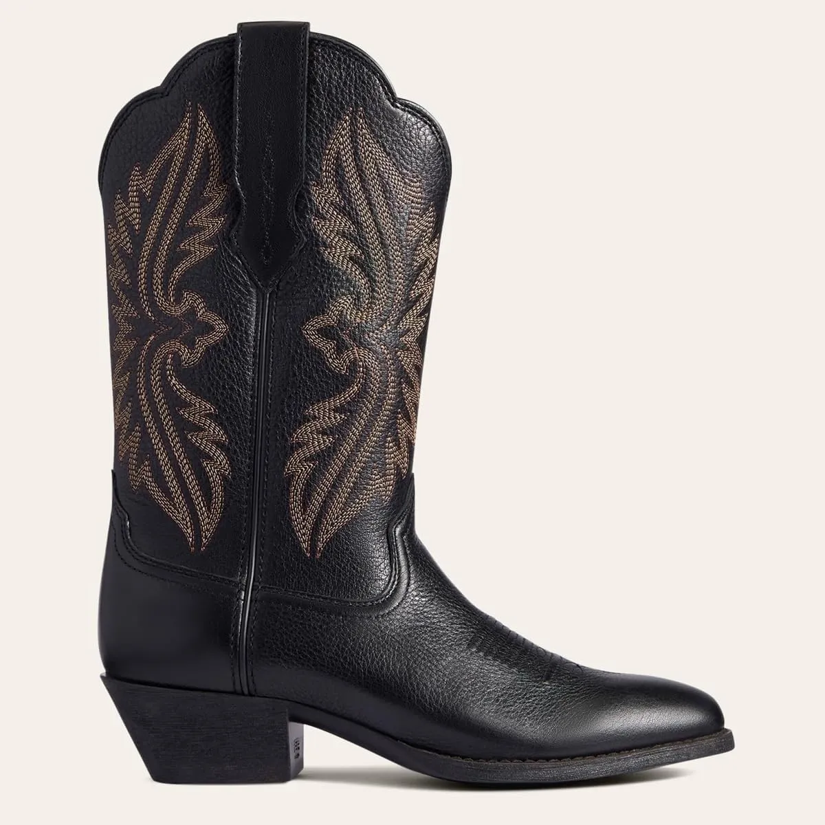 Women Vintage Embroidered Cowboy Boots Mid Calf Pointed Toe Knee High Western Boots Chunky Stacked Heel Pull On Mid Calf Cowgirl Boots V Cut Retro Casual Street Party 4-11 M US