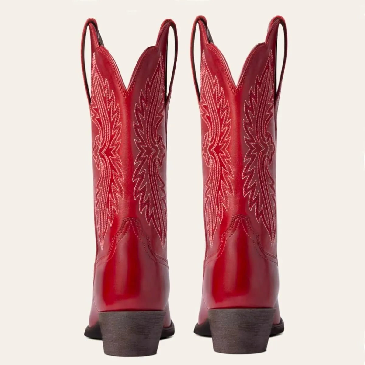 Women Vintage Embroidered Cowboy Boots Mid Calf Pointed Toe Knee High Western Boots Chunky Stacked Heel Pull On Mid Calf Cowgirl Boots V Cut Retro Casual Street Party 4-11 M US